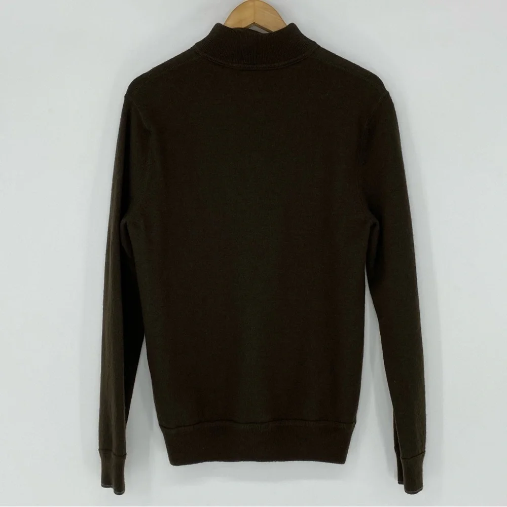 Banana Republic Men's Brown Wool 1/4 Zip Sweater, Large